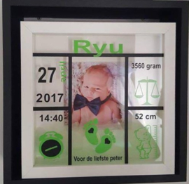 Geboortekader zwart/groen met foto