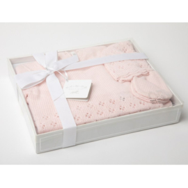 4-delig gebreide set in geschenkdoos Roze