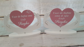 Houten hart met handen Voor de liefste ...