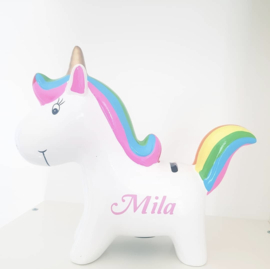 Spaarpot unicorn met naam