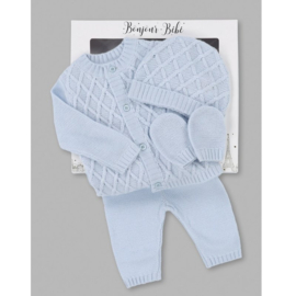 4-delig gebreide set blauw