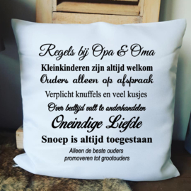 Kussen Regels bij Opa & Oma