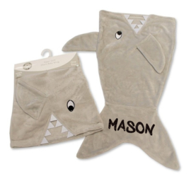 Shark baby deken met naam