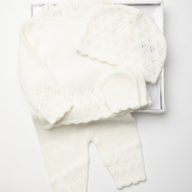 4-delig gebreide set in geschenkdoos Wit