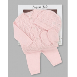 4-delig gebreide set roze