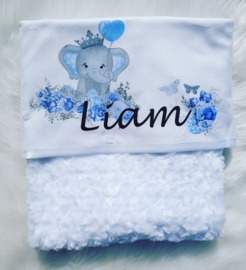 Olifant bloemen deken blauw