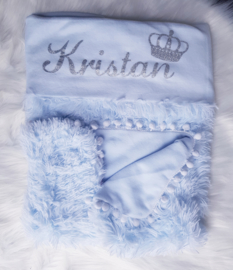 Blauw luxury met bolletjesrand kroon schuin