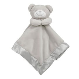 Knuffeldoek beer grijs met satijnen rand NAAM