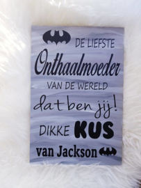 Tekstbord liefste onthaalmoeder/gastouder vleermuis