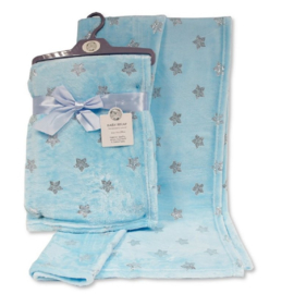 Deken glitterster blauw