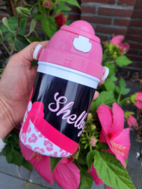Drinkbeker Leopard pink strik