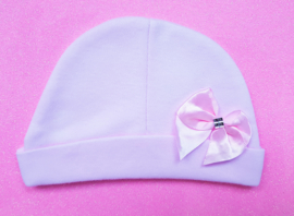 Mutsje ROZE met naam en strikje