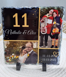 Leisteen zoveel jaar getrouwd met 2 foto's