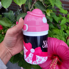 Drinkbeker Leopard pink strik