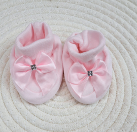 Babyslofjes roze met roze strik