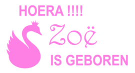 Geboortesticker zwaan Hoera is geboren
