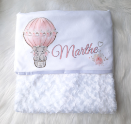 Deken olifant luchtballon roze