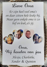 Fotobord lieve .... met 4 foto hartjes