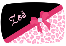 Broodtrommel Leopard pink strik