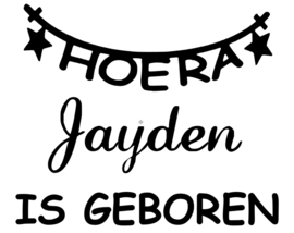 Geboortesticker Hoera vlaggenlijn