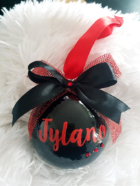 Kerstbal zwart rood