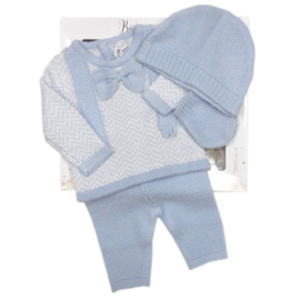 4-delig gebreide set strik blauw