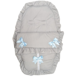 Luxury voetenzak grijs met blauwe strik