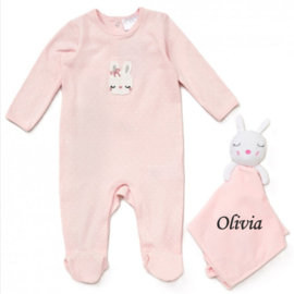 Sleepsuite Bunny met knuffeldoek met naam
