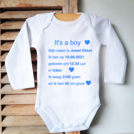 Romper It's a boy met eigen gegevens