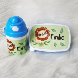 SET Broodtrommel + drinkbeker leeuwtje