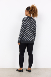 Soyaconcept trui Nessie stripe 53 antraciet/lichtgrijs