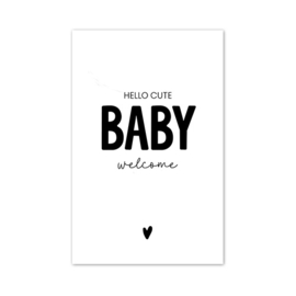 Mini kaartje | Hello cute baby welcome | 5 stuks