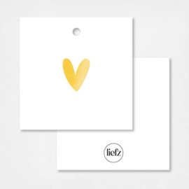 Cadeaulabel | Hartje | Goudfolie | 5 stuks