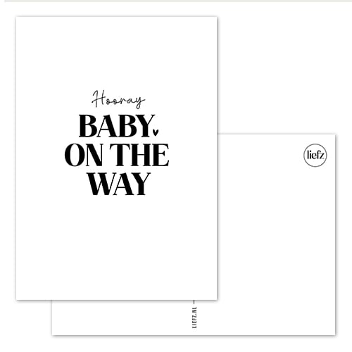 Kaart | Hooray, baby on the way | 5 stuks