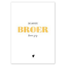 Kaart | De liefste broer | Goudfolie | 5 stuks