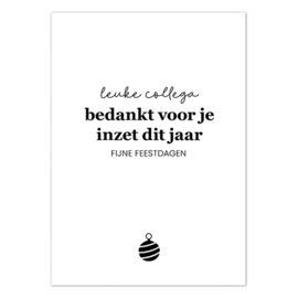 Kerstkaart | Leuke collega bedankt voor je inzet | 5 stuks