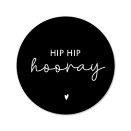 Stickers | 250 op rol | Hip hip hooray | Zwart