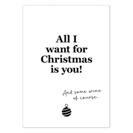 Kerstkaart | All I want for Christmas is you & wine | 5 stuks