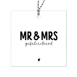 Cadeaulabel | Mr & Mrs, gefeliciteerd | 5 stuks