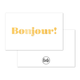 Mini kaartje | Bonjour | Goudfolie | 5 stuks