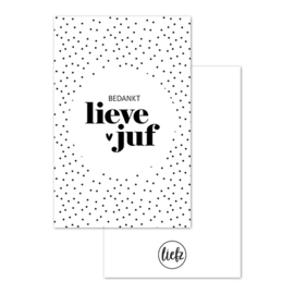 Mini kaartje | Bedankt lieve juf | 5 stuks