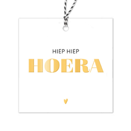 Cadeaulabel | Hiep hiep hoera | Goudfolie | 5 stuks