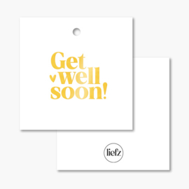 Cadeaulabel | Get well soon | Goudfolie | 5 stuks