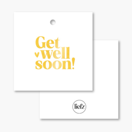 Cadeaulabel | Get well soon | Goudfolie | 5 stuks