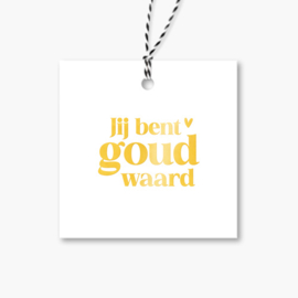 Cadeaulabel | Jij bent goud waard | Goudfolie | 5 stuks