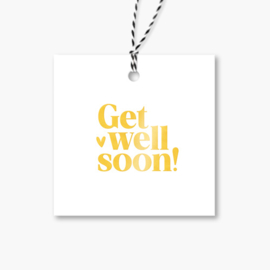Cadeaulabel | Get well soon | Goudfolie | 5 stuks
