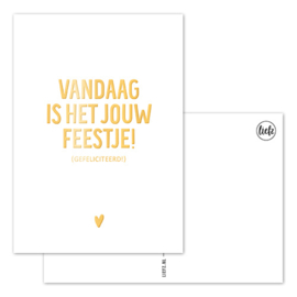 Kaart | Vandaag is het jouw feestje | Goudfolie | 5 stuks