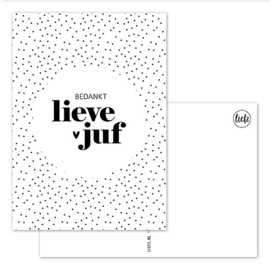 Kaart | Bedankt lieve juf | 5 stuks