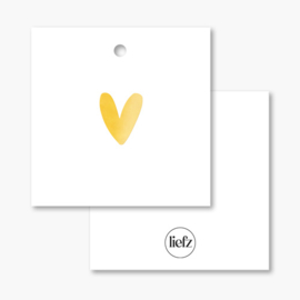 Cadeaulabel | Hartje | Goudfolie | 5 stuks