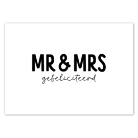 Kaart | Mr & Mrs, gefeliciteerd | 5 stuks